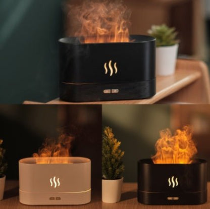 Aroma Diffuser With Flame Light Mist Humidifier Aromatherapy Diffuser With Waterless Auto - Off Protection For Spa Home Yoga Office - Bagpleky