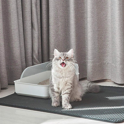 Cat Litter Mat Cat Litter Trapping Mat Honeycomb Double Layer Design Urine And Water Proof Material Scatter Control Less Waste Easier To Clean Washable - Bagpleky