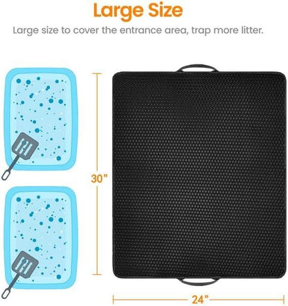 Cat Litter Mat Cat Litter Trapping Mat Honeycomb Double Layer Design Urine And Water Proof Material Scatter Control Less Waste Easier To Clean Washable - Bagpleky