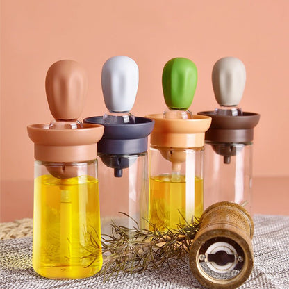 Creative Silicone Brush Head Brush Oil Bottle Kitchen High Temperature Resistant Press Type Oil Metering Oil Bottle - Bagpleky