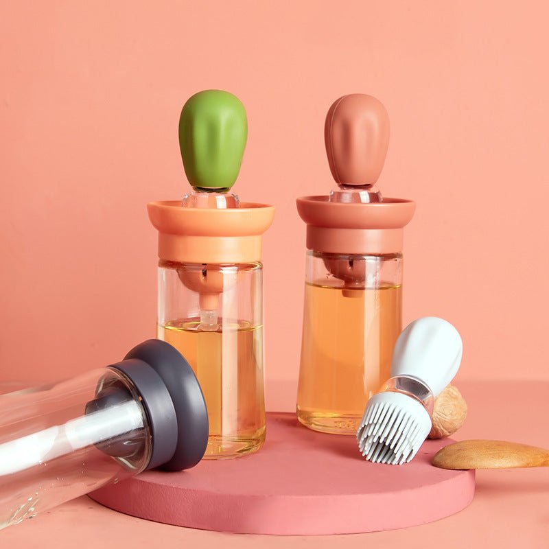 Creative Silicone Brush Head Brush Oil Bottle Kitchen High Temperature Resistant Press Type Oil Metering Oil Bottle - Bagpleky