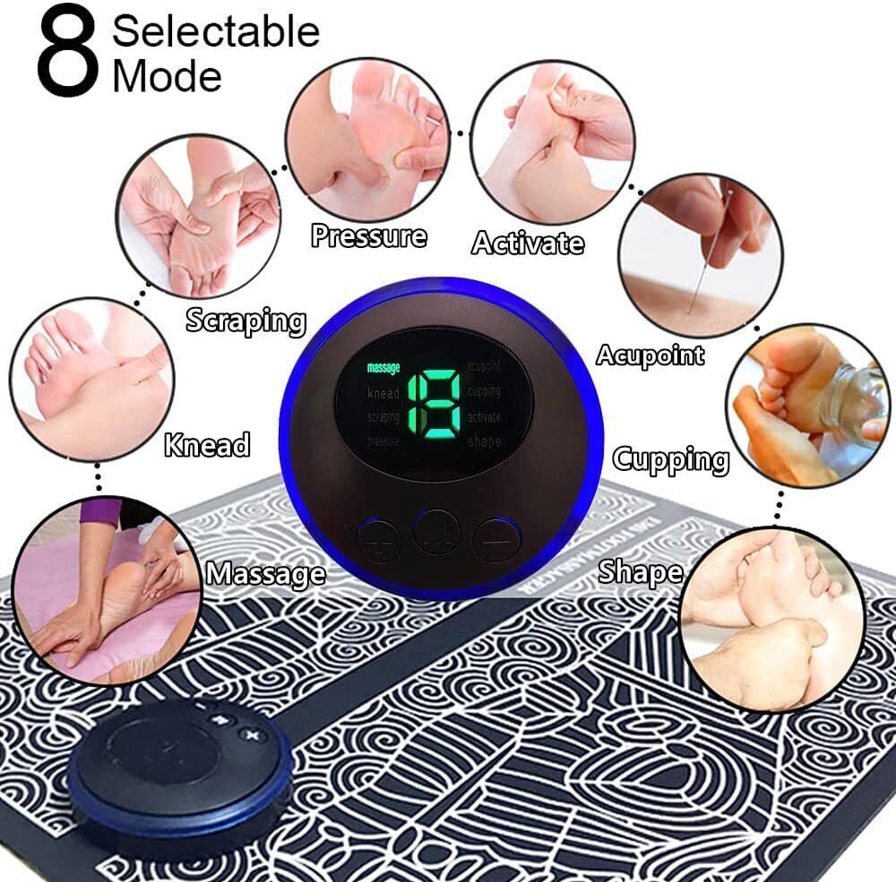 EMS Foot Massager Mat Electric Pad Blood Muscle Circulation Relief Pain LED USB - Bagpleky