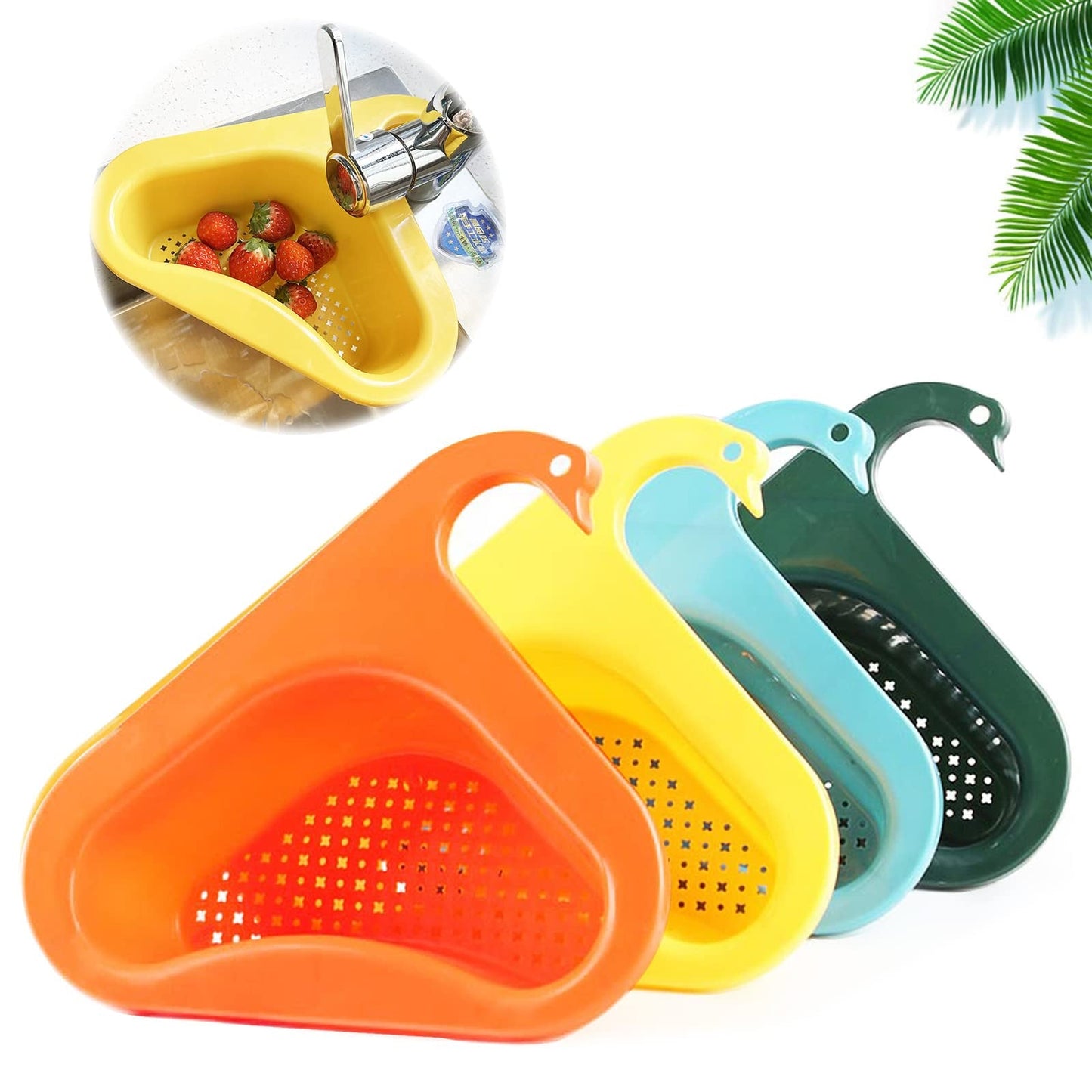 Household Sink Hanging Fruit And Vegetable Filter Water Drain Basket Kitchen Dry And Wet Separation Swan Drain Basket - Bagpleky