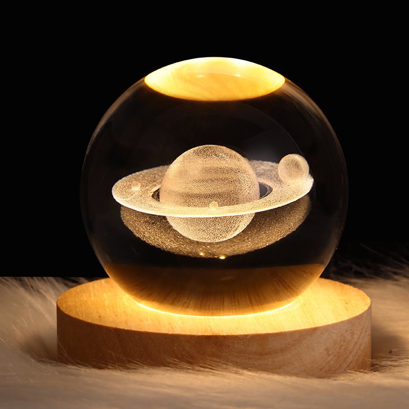 Luminous Starry Sky And Planets Moon Moon Crystal Ball Small Night Lamp Projection Ambience Light Creative Gift New Strange Gift - Bagpleky