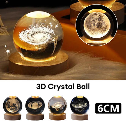 Luminous Starry Sky And Planets Moon Moon Crystal Ball Small Night Lamp Projection Ambience Light Creative Gift New Strange Gift - Bagpleky